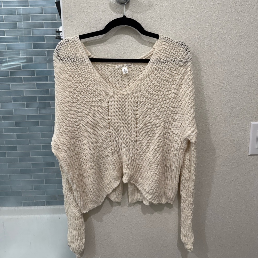 Cream V-Neck Sweater
